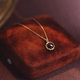 925 Silver Garnet Choker Necklace Minimalist Fine Jewelry