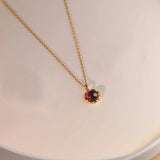 925 Silver Garnet Choker Necklace Minimalist Fine Jewelry