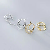 925 Silver Round Geometry Hoop Earrings for Women Party Gift