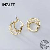 925 Silver Round Geometry Hoop Earrings for Women Party Gift