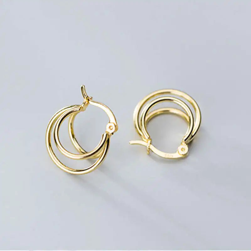 925 Silver Round Geometry Hoop Earrings for Women Party Gift