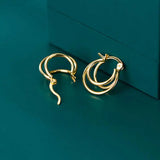 925 Silver Round Geometry Hoop Earrings for Women Party Gift