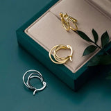 925 Silver Round Geometry Hoop Earrings for Women Party Gift