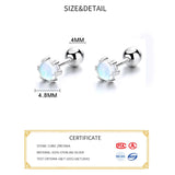 925 Silver Moonstone Bead Stud Earrings Punk Jewelry