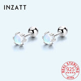 925 Silver Moonstone Bead Stud Earrings Punk Jewelry