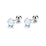 925 Silver Moonstone Bead Stud Earrings Punk Jewelry