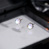 925 Silver Moonstone Stud Earrings Classic Style Jewelry