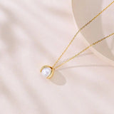 925 Silver Pearl Bead Choker Necklace 18K for Women