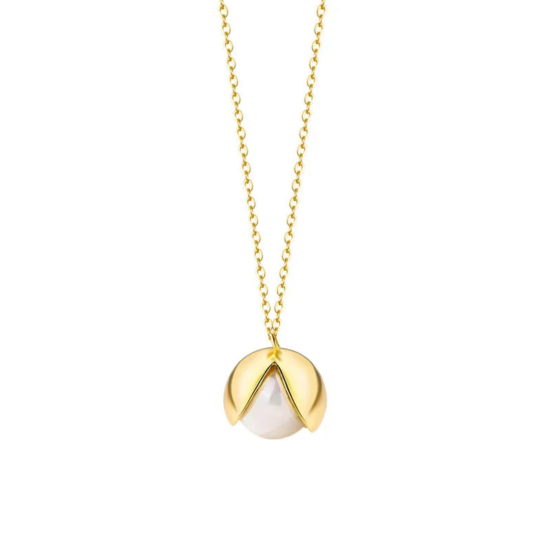 925 Silver Pearl Bead Choker Necklace 18K for Women