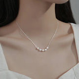925 Silver Pearl Bead Choker Necklace Women Jewelry
