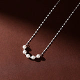 925 Silver Pearl Bead Choker Necklace Women Jewelry