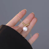 925 Sterling Silver Pearl Bead Choker Necklace Women Fine Jewelry