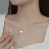 925 Sterling Silver Pearl Bead Choker Necklace Women Fine Jewelry