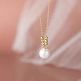 925 Sterling Silver Pearl Bead Choker Necklace Women Fine Jewelry