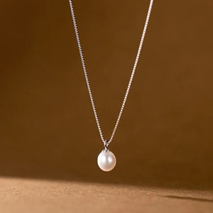 925 Silver Pearl Box Chain Choker Necklace Women Party Jewelry