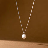 925 Silver Pearl Box Chain Choker Necklace Women Party Jewelry