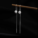 925 Silver Pearl Tassel Stud Earrings Women Party Jewelry