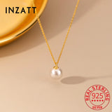 925 Silver Pearl Pendant Choker Necklace Women Jewelry Minimalist