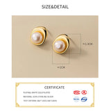 925 Silver Pearl Stud Earrings Women Jewelry Geometric Accessories