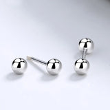 925 Sterling Silver Screw Bead Stud Earrings Women Fine Jewelry