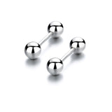 925 Sterling Silver Screw Bead Stud Earrings Women Fine Jewelry