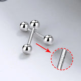 925 Sterling Silver Screw Bead Stud Earrings Women Fine Jewelry