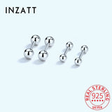 925 Sterling Silver Screw Bead Stud Earrings Women Fine Jewelry