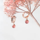 925 Silver Strawberry Crystal Hoop Earrings Zircon Jewelry Gift
