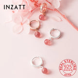 925 Silver Strawberry Crystal Hoop Earrings Zircon Jewelry Gift