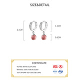 925 Silver Strawberry Crystal Hoop Earrings Zircon Jewelry Gift