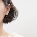 925 Silver Strawberry Crystal Hoop Earrings Zircon Jewelry Gift