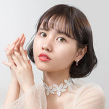 925 Silver Strawberry Crystal Hoop Earrings Zircon Jewelry Gift