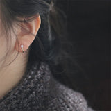 925 Sterling Silver Zircon Arc14K Stud Earrings Punk Jewelry