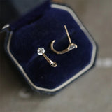 925 Sterling Silver Zircon Arc14K Stud Earrings Punk Jewelry