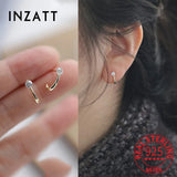 925 Sterling Silver Zircon Arc14K Stud Earrings Punk Jewelry