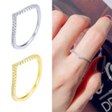 925 Silver Zircon Letter V Ring For Women