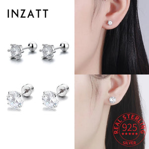 925 Silver Zircon Stud Earrings for Women Party