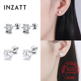 925 Silver Zircon Stud Earrings for Women Party