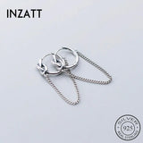 925 Silver Tassel Hoop Earrings Women Party Punk Fine Accessory