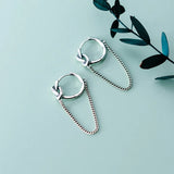 925 Silver Tassel Hoop Earrings Women Party Punk Fine Accessory