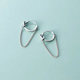 925 Silver Tassel Hoop Earrings Women Party Punk Fine Accessory
