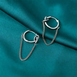 925 Silver Tassel Hoop Earrings Women Party Punk Fine Accessory