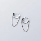 925 Silver Tassel Hoop Earrings Women Party Punk Fine Accessory