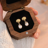 925 Silver Shell Pearl Stud Earrings for Women Minimalist Jewelry