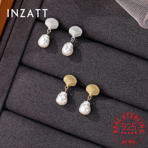925 Silver Shell Pearl Stud Earrings for Women Minimalist Jewelry