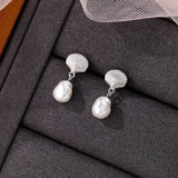 925 Silver Shell Pearl Stud Earrings for Women Minimalist Jewelry
