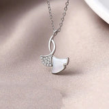 925 Silver Shell Zircon Leaves Pendant Choker Necklace Women