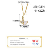 925 Silver Shell Zircon Leaves Pendant Choker Necklace Women