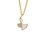 925 Silver Shell Zircon Leaves Pendant Choker Necklace Women