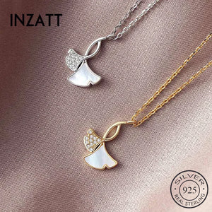 925 Silver Shell Zircon Leaves Pendant Choker Necklace Women